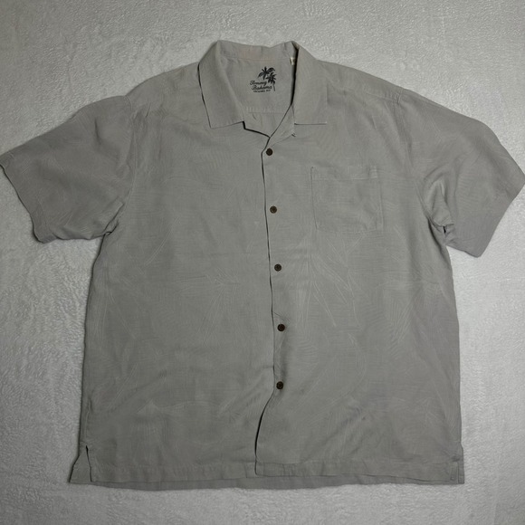 Tommy Bahama Other - Tommy Bahama Mens XXL Gray 100% Silk Tropical Leaf Jacquard Button Down Shirt